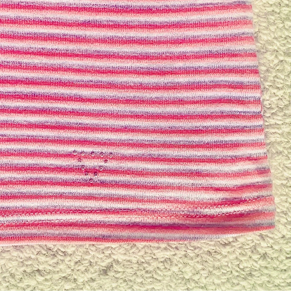 GUESS JEANS Lacey Straps & Trim. Tank is Pink/Peach/White Stripes (Small) *NEW🩷*